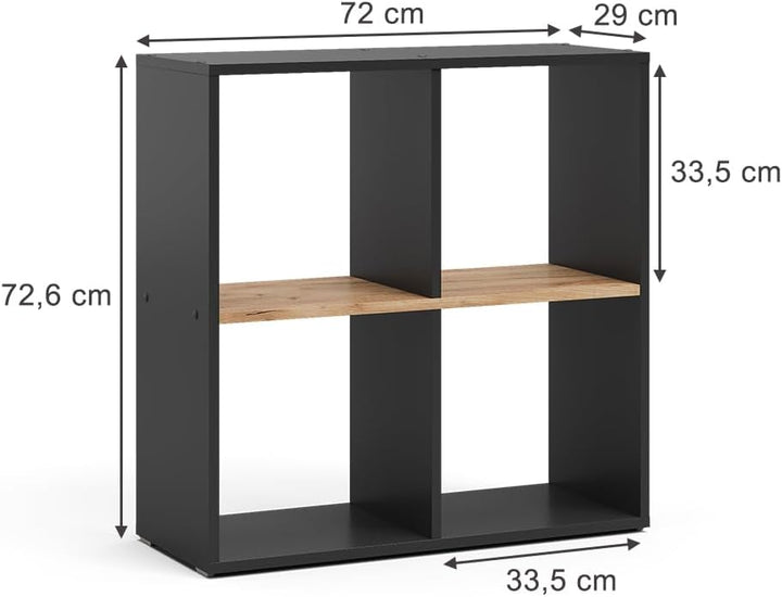 Vicco Raumteiler Tetra, Anthrazit/Goldkraft Eiche, 72.6 x 72 cm Anthrazit/Goldkraft Eiche 72x72,6x29