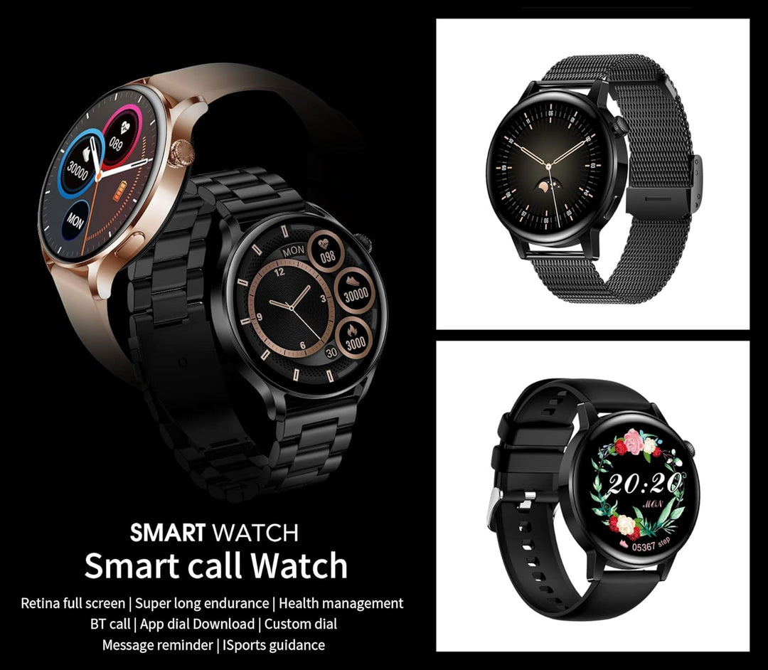 Aliwisdom Smartwatch für Herren Damen, 1,36 Zoll HD Rund Bluetooth Anruf Smart Watch Wasserdicht Fit