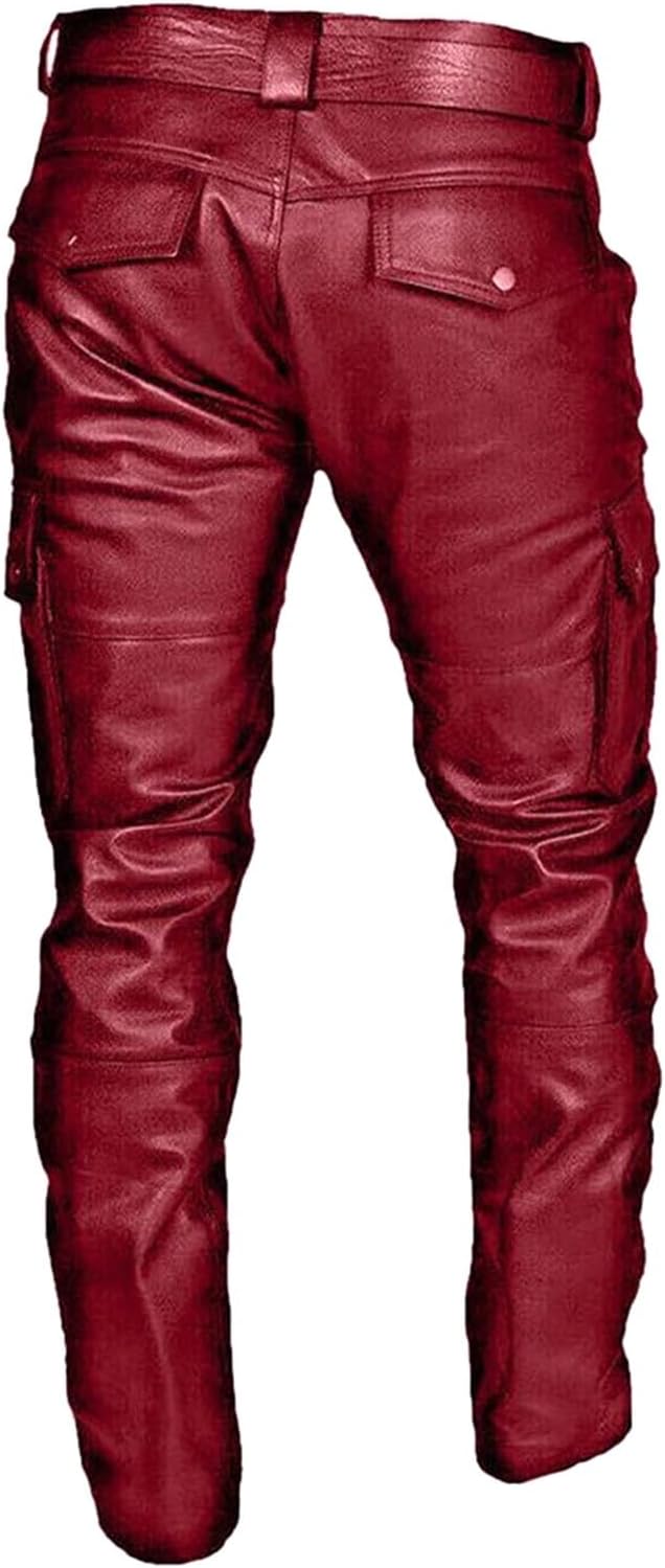 SOOUICKER Lederhose Herren Cargo Lederhose Herren Modern Braun Lederhose Herren Outdoor Regular Fit