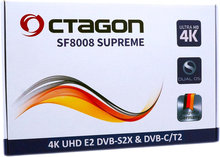 Octagon SF8008 UHD 4K Supreme Combo + 500GB Festplatte INTERN, Sat- Kabel- & DVB-T2 Receiver, E2 Lin