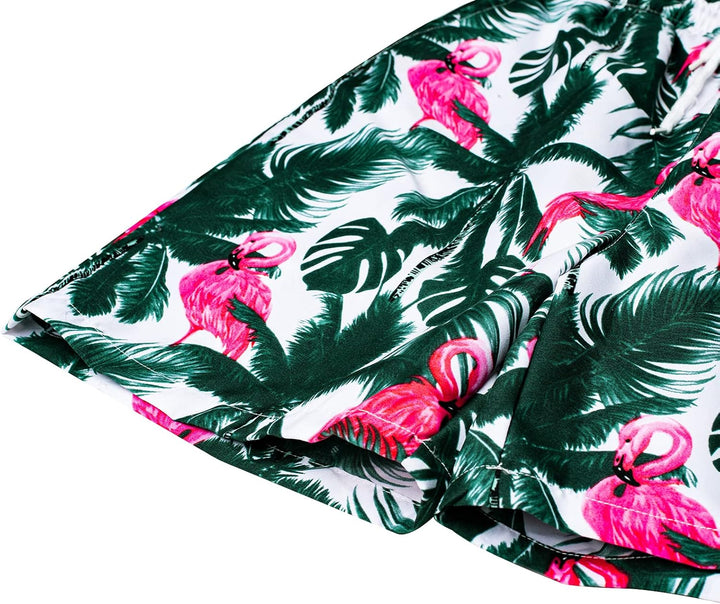 J.VER Herren Hawaiihemd Kurzarm Party Hemd Casual Flamingo Floral Strandhemd Bügelfrei Button Down K