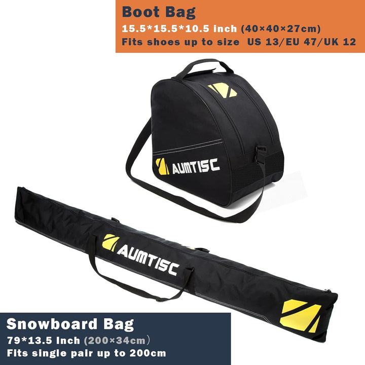 AUMTISC Skitasche Set Skisack &Skischuhtasche Längenverstellbare Bis 200 cm für 1 Paar Ski & Skischu