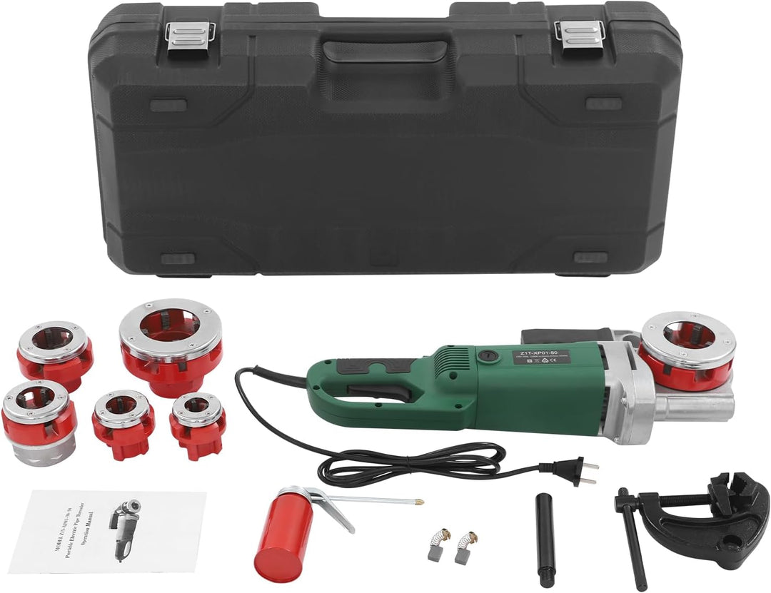 Elektrische Gewindeschneidmaschine, 2300W Rohrgewindeschneider mit 6 Matrizensätzen (1/2"-2"), Profi