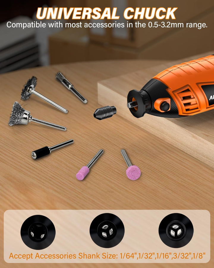 Akdomart Multifunktionswerkzeug, 200W Rotationswerkzeug, Rotary Tool Set con 135 Zubehör, 6 Einstell