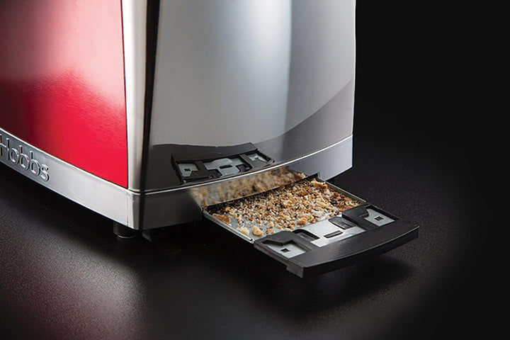 Russell Hobbs Toaster [Langschlitz für 2 Scheiben / 1 breite Brotscheibe] Luna Edelstahl Rot (extra