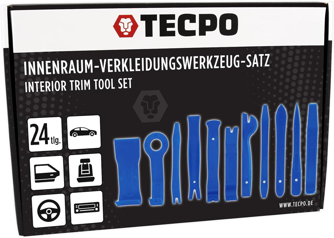 TECPO Montagehebel-Set, Innenraum Werkzeug Satz, 24-teilig, robuste Hebel & Zangen für KFZ & Karosse
