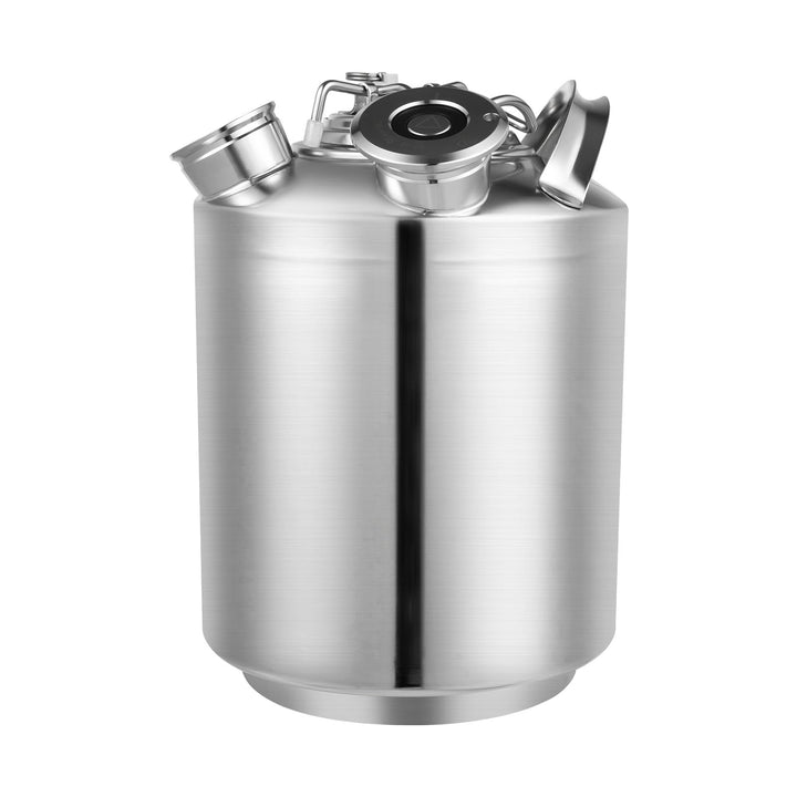 MIUKYUI Professionelles 10L Edelstahl Reinigungsfass für Bierleitungen 3-Fach Anschluss mit Deckel u