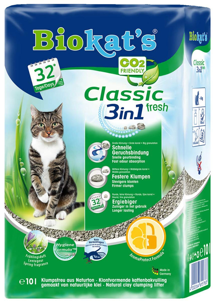 Biokat's Classic fresh 3in1 mit Frühlings-Duft - Klumpende Katzenstreu mit 3 unterschiedlichen Korng