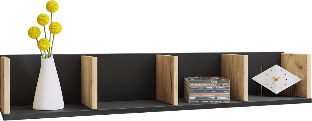 VCM Holz Eckregal Stand Aufbewahrung Standregal Bücherregal Deko Regal Honsa Anthrazit/Honig-Eiche A
