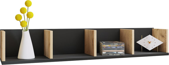 VCM Holz Eckregal Stand Aufbewahrung Standregal Bücherregal Deko Regal Honsa Anthrazit/Honig-Eiche A