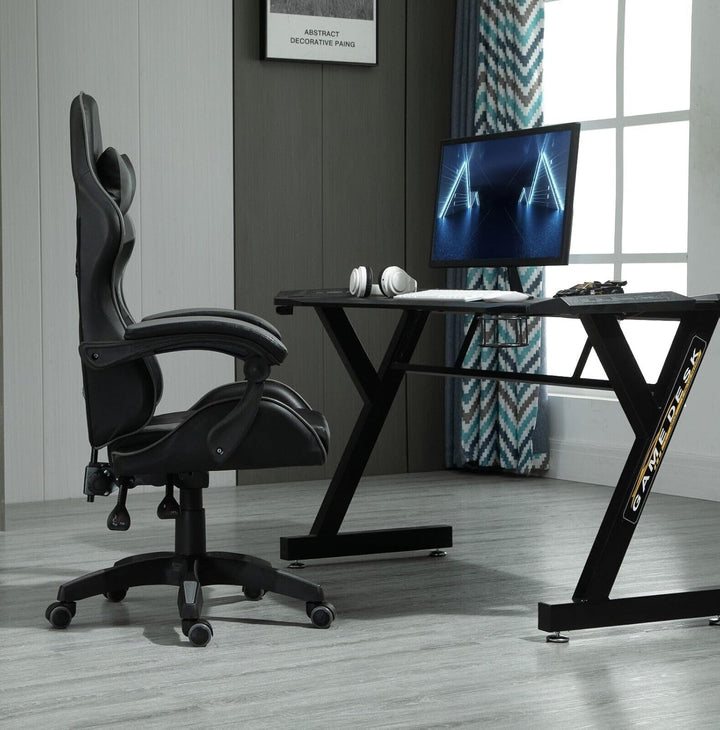 mcc direct Bürostuhl Ergonomisch, Schreibtischstuhl, Drehstuhl, Gaming Sessel, Gamingstuhl (Grau), G