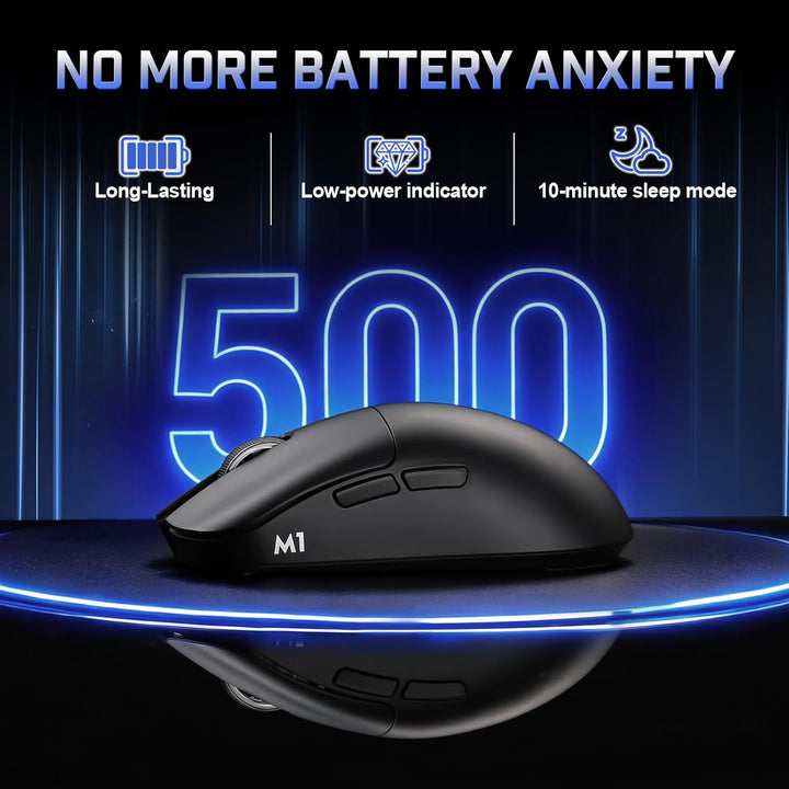 YUNZII M1 Kabellose Gaming-Maus, BT/2.4G Wireless/Wired Ultralight Mouse, PAW3311-Sensor 10000 DPI,