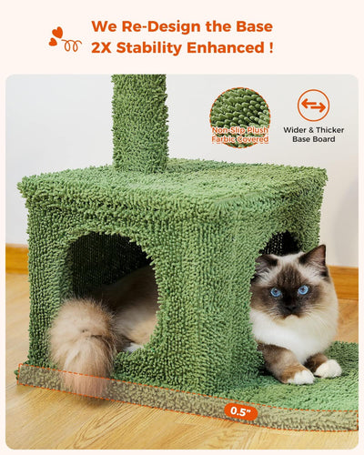 PAWZ Road Kaktus Katzenbaum für Hauskatzen, Katzenkletterbaum Katzenspielturm mit Hängematte, Katzen