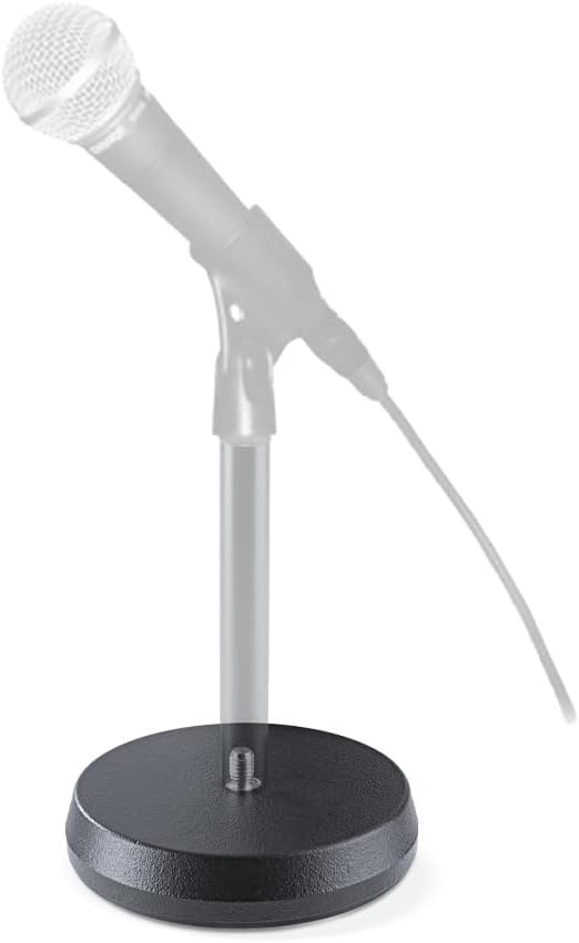 K&M 23220 Tischstativ - Gussrundsockel mit Trittschalldämpfung Schwarz – Stahl mit 4,5 cm Höhe – 3/8