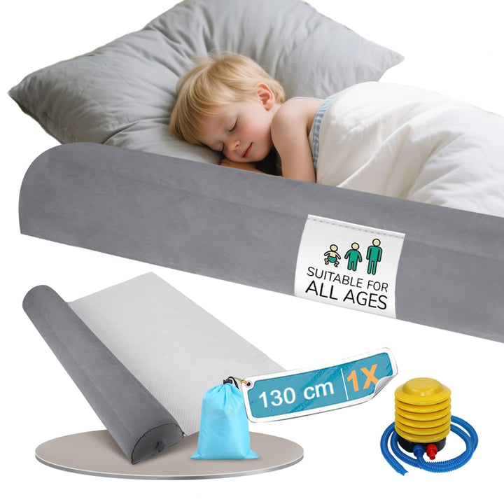 Aufblasbarer Rausfallschutz Bett Reise 130cm, Tragbar, Blitzschnell Aufblasen, Rutschschutz, Bettumr