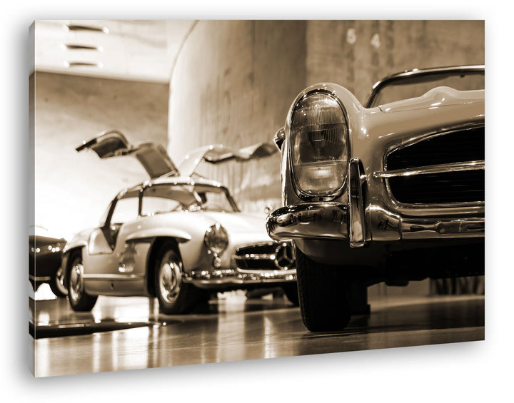 deyoli Oldtimer Ausstellung Format: 80x60 Effekt: Sepia als Leinwand, Motiv fertig gerahmt auf Echth