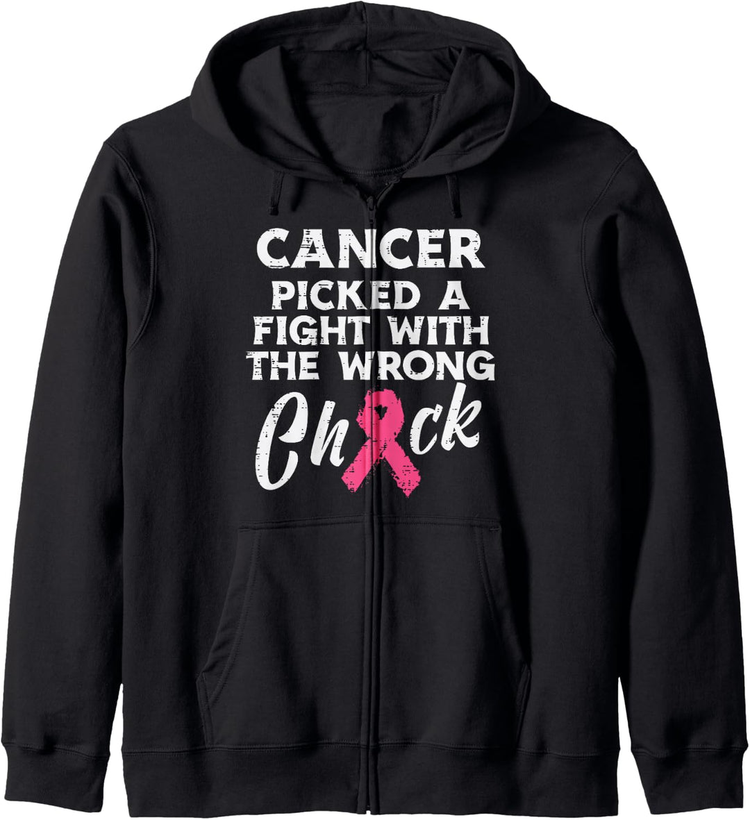 Brustkrebs Picked A Fight Wrong Chick Awareness Women Kapuzenjacke