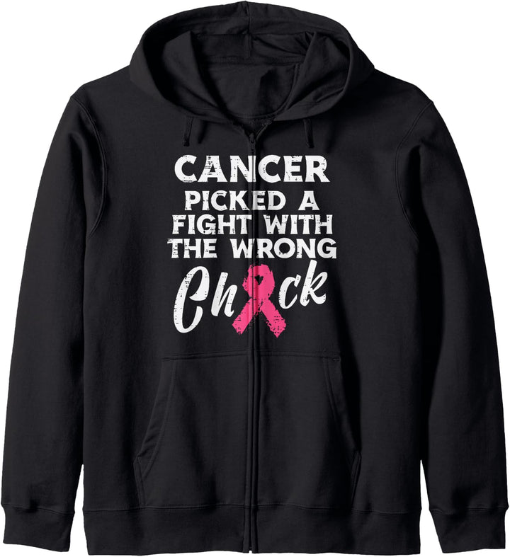 Brustkrebs Picked A Fight Wrong Chick Awareness Women Kapuzenjacke