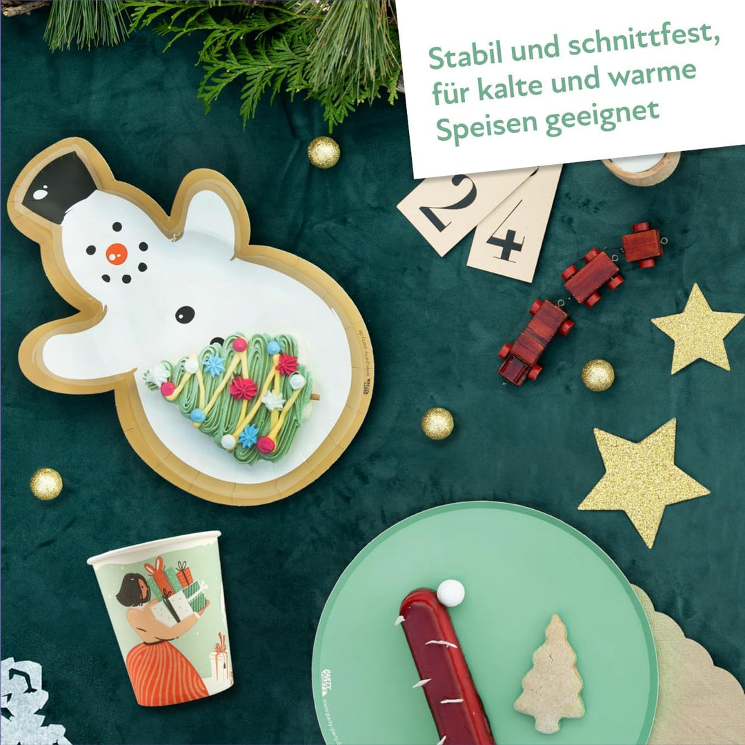 PARTY PARTY 64 Teile Weihnachten Party Set, PARTYGESCHIRR Partybecher, Pappteller, Servietten, Schne