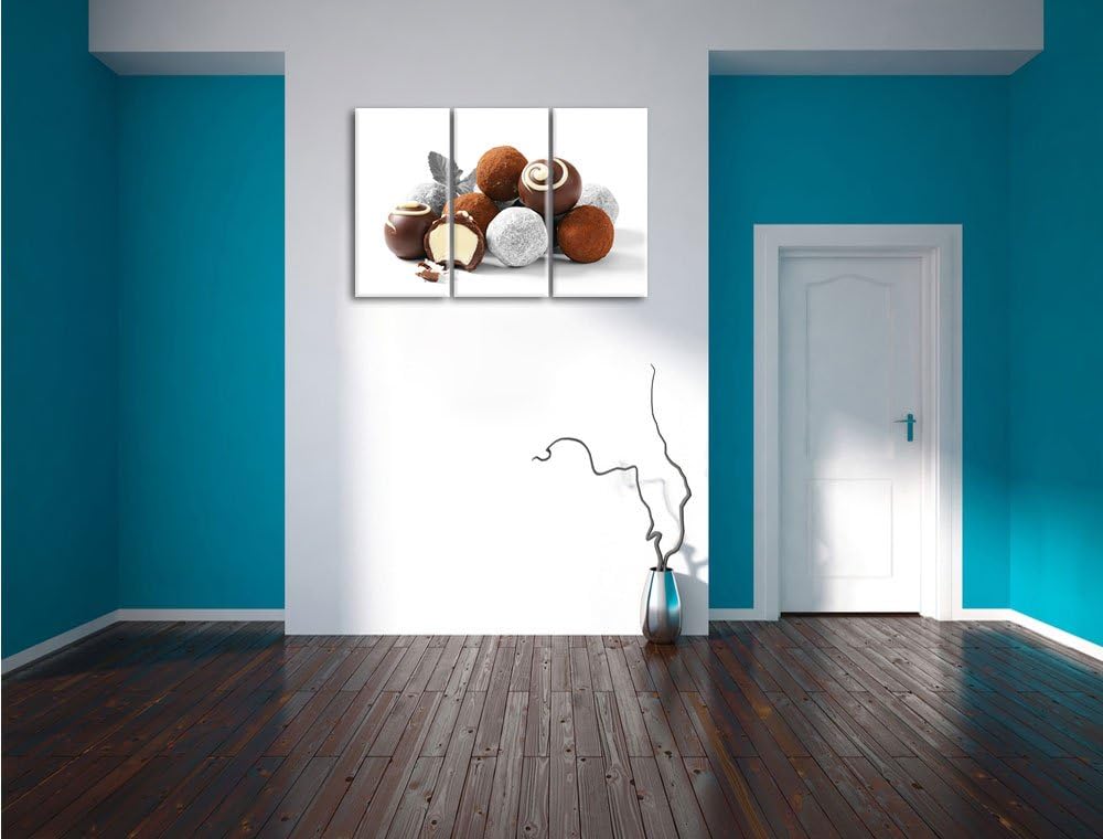 Pixxprint Edle Trüffelpralinen als Leinwandbild/Grösse: 3 Teilig (120x80) cm/Wandbild/Kunstdruck/fer