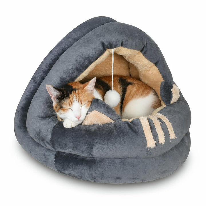 Katzenhöhle Katzen, Katzenbetten für den Innenbereich mit hängendem Spielzeug, Plüsch Haustier Katze