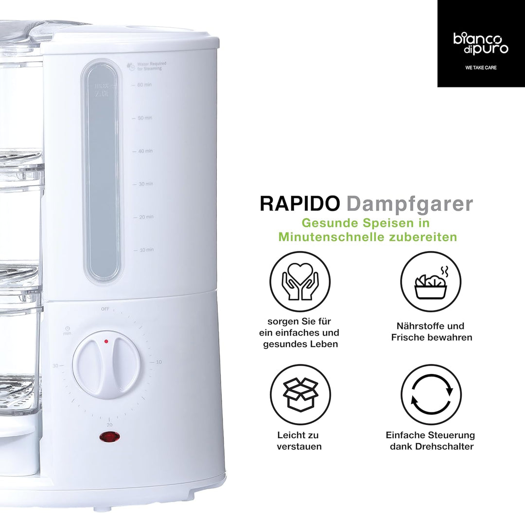 bianco di puro® Dampfgarer Rapido - 50% schneller als andere Systeme durch die STRIX-Dampftechnologi