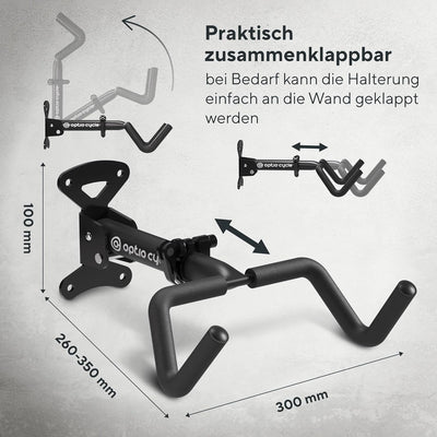 Optio Cycle Fahrrad Wandhalterung Vertikal Klappbar | Metall Fahrradhalterung Wand | Fahrrad Wandhal