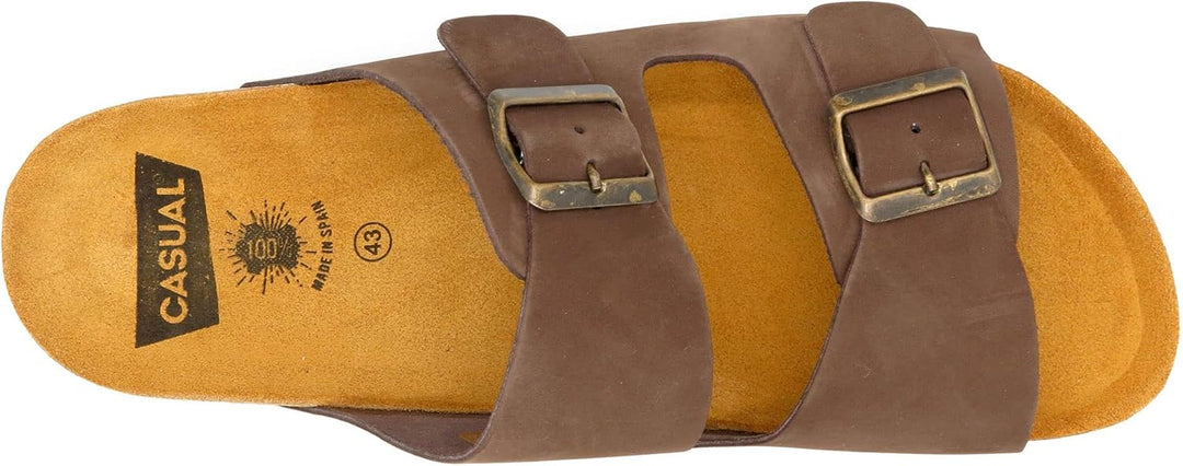 Casual Herren Pantoletten Nubuk Leder Sandalen Korksohle &amp; Echtleder Fussbett 39-47 42 EU Gaucho, 42