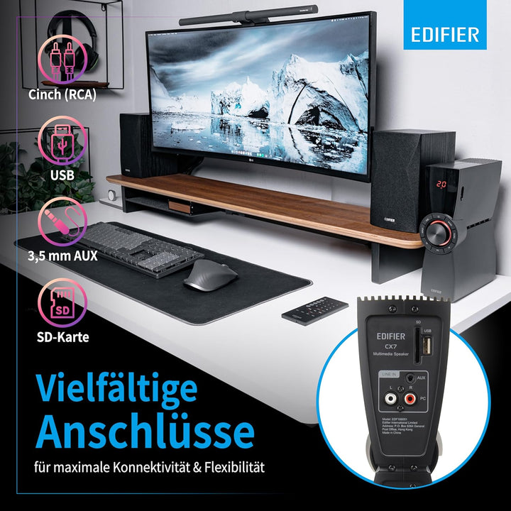 Edifier CX7 Aktives 2.1 Home-Entertainment-System mit Bluetooth V5.0, 21cm (8 Zoll) Subwoofer und In