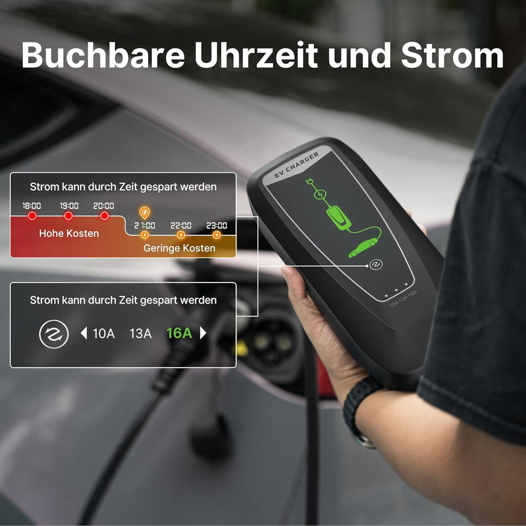 Teskee EV-Ladegerät Typ 2 Tragbare EV-Autos Heim-Ladestation Wallbox mit Anzeigeleuchte Tragetasche