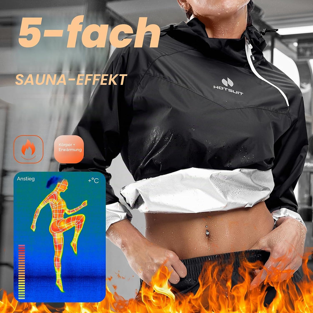HOTSUIT Saunakostüm für Damen, Hose, Schlankheitsjacke, Fitnessstudio, Sweatshirt, Schweisskleidung,