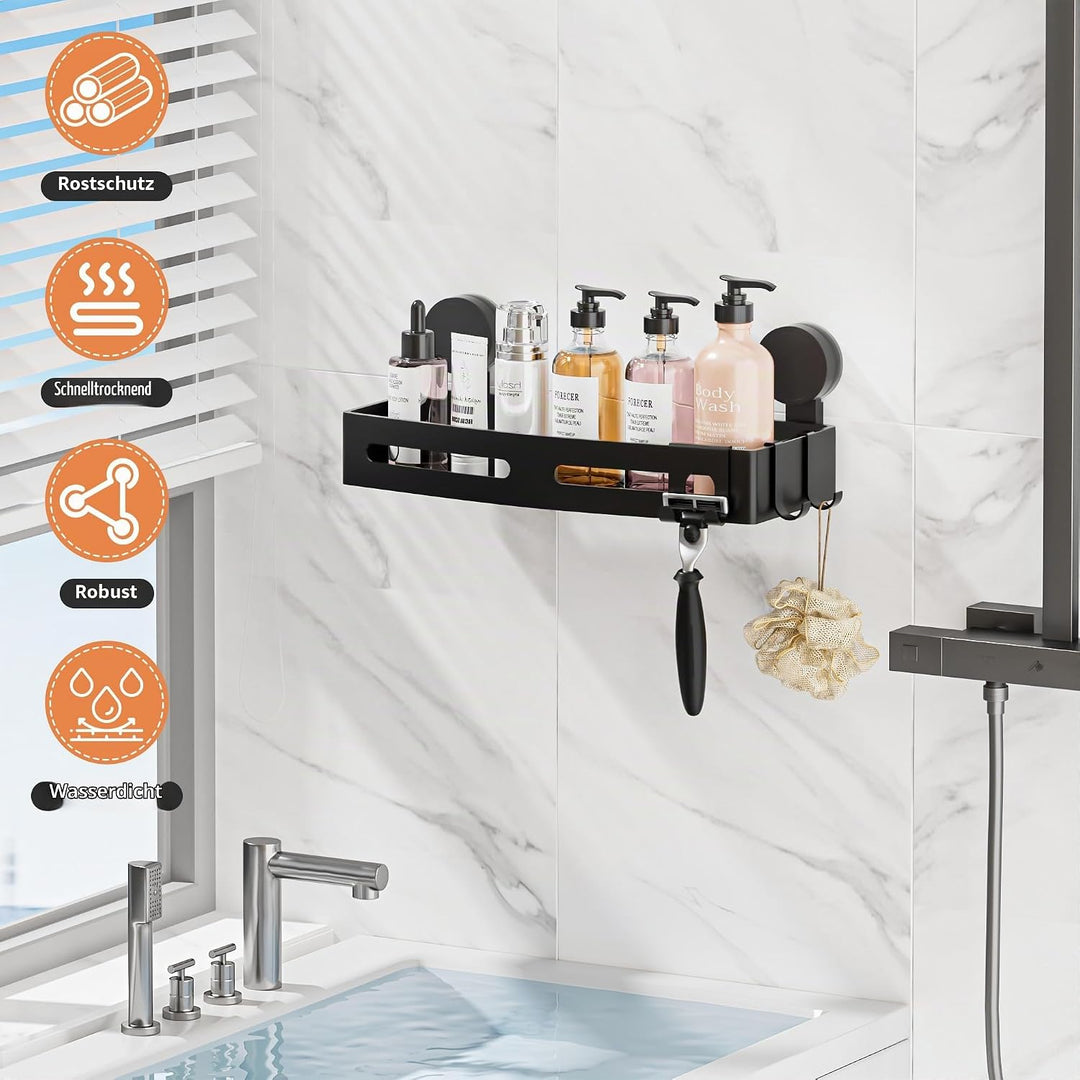 Wisfame Duschablage Saugnapf, Duschregal Ohne Bohren, 10kg Tragfähigkeit Duschregel Shampoo Halterun
