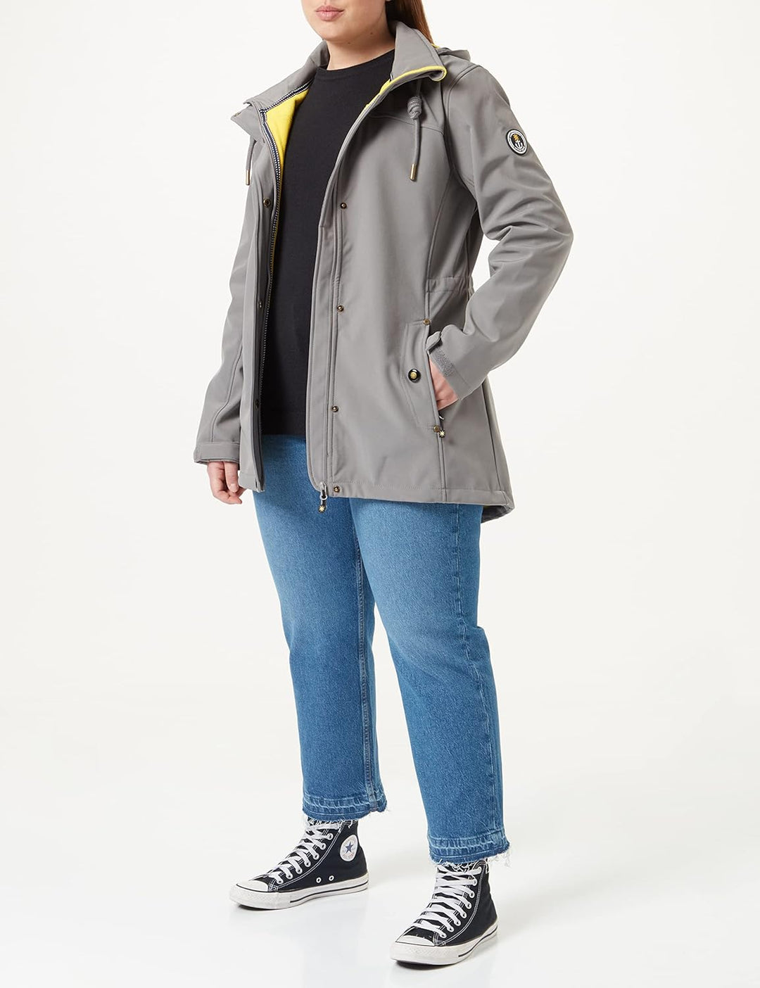 Ankerglut Damen Softshellmantel Kurzmantel mit Kapuze Gefüttert Übergangsjacke #Ankerglutbrise Softs