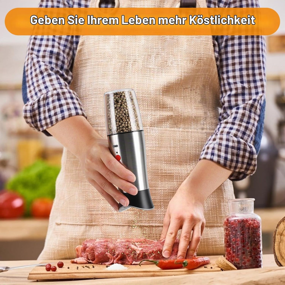 Salz und Pfeffermühle Elektrische 2er Set USB Aufladung Schwerkraft Automatische Gewürzmühle Verstel