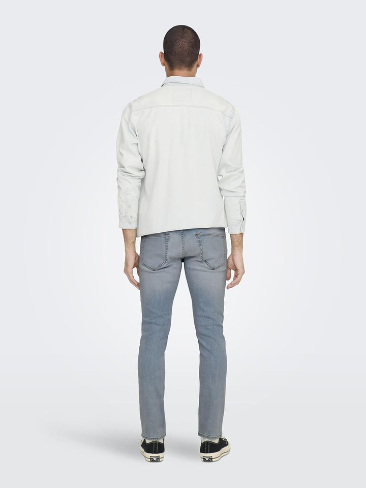 Only & Sons Male Slim Fit Jeans -ONSLOOM Mittlere Taille Slim Fit Jeans 34W / 32L Light Blue Denim,