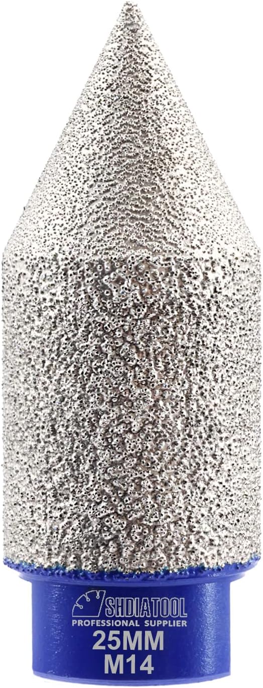 SHDIATOOL Diamant-Faserbits Fingerfräser 25mm x M14 zum Abschrägen, Vergrössern, Schleifen, Formen,