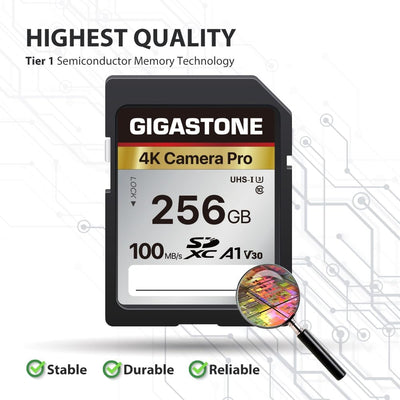 Gigastone 4K Kamera Pro 256GB SDXC Speicherkarte 2er-Pack mit bis zu 100 MB/Sek. für Digitalkameras