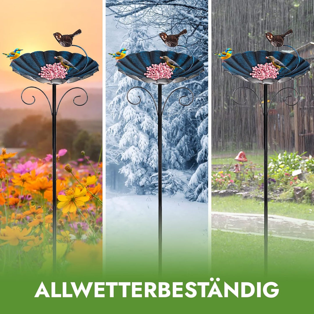 2-in-1 Vogeltränke & Futterstation - Frostsicher Mit 26 cm Schale, 83 cm Ständer, Futterspender für