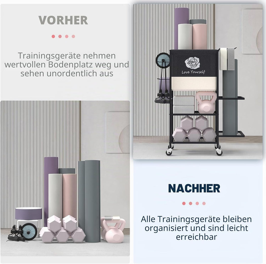 Aufbewahrungsregal für Yogamatte, Heim-Fitnessstudio, Workout-Ausrüstung, Organizer, Fitness-Gewicht