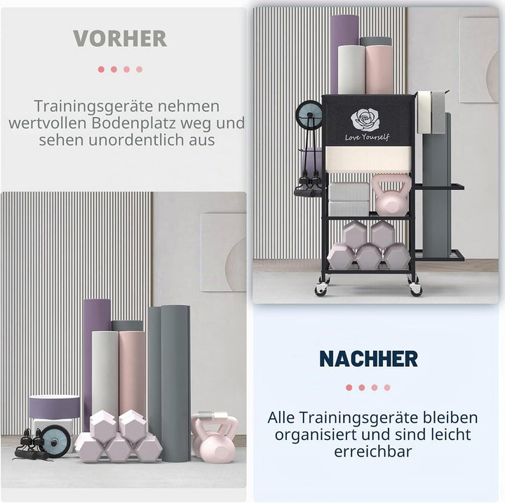 Aufbewahrungsregal für Yogamatte, Heim-Fitnessstudio, Workout-Ausrüstung, Organizer, Fitness-Gewicht