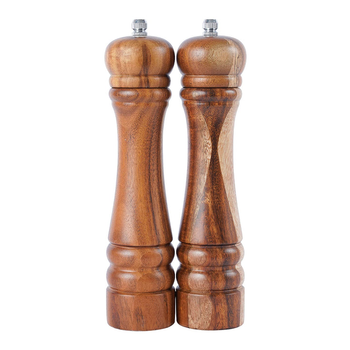 Salz- und Pfeffermühle Set, Gewürzmühlen 2er-Set, Salz und Pfeffer Mühle aus Akazienholz mit Keramik