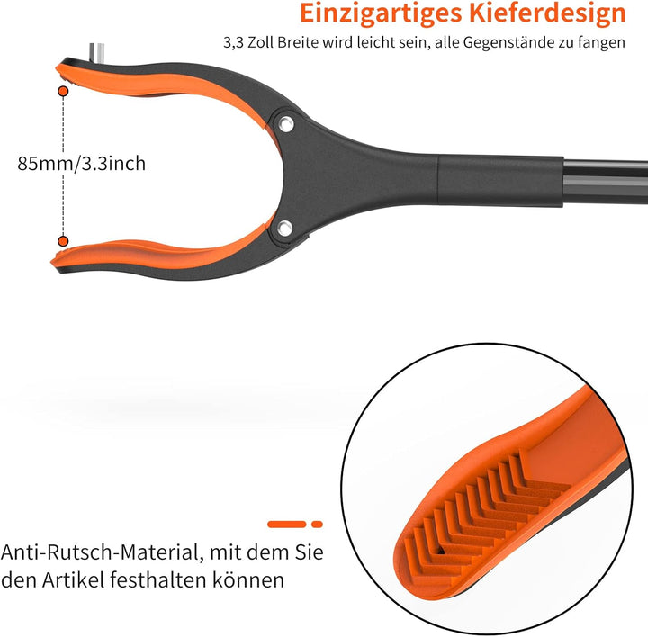 Jellas Faltbare Greifer, 0°- 180° abgewinkelter Arm, 360° drehbarer Kopf, 80cm Langer Greif-Werkzeug