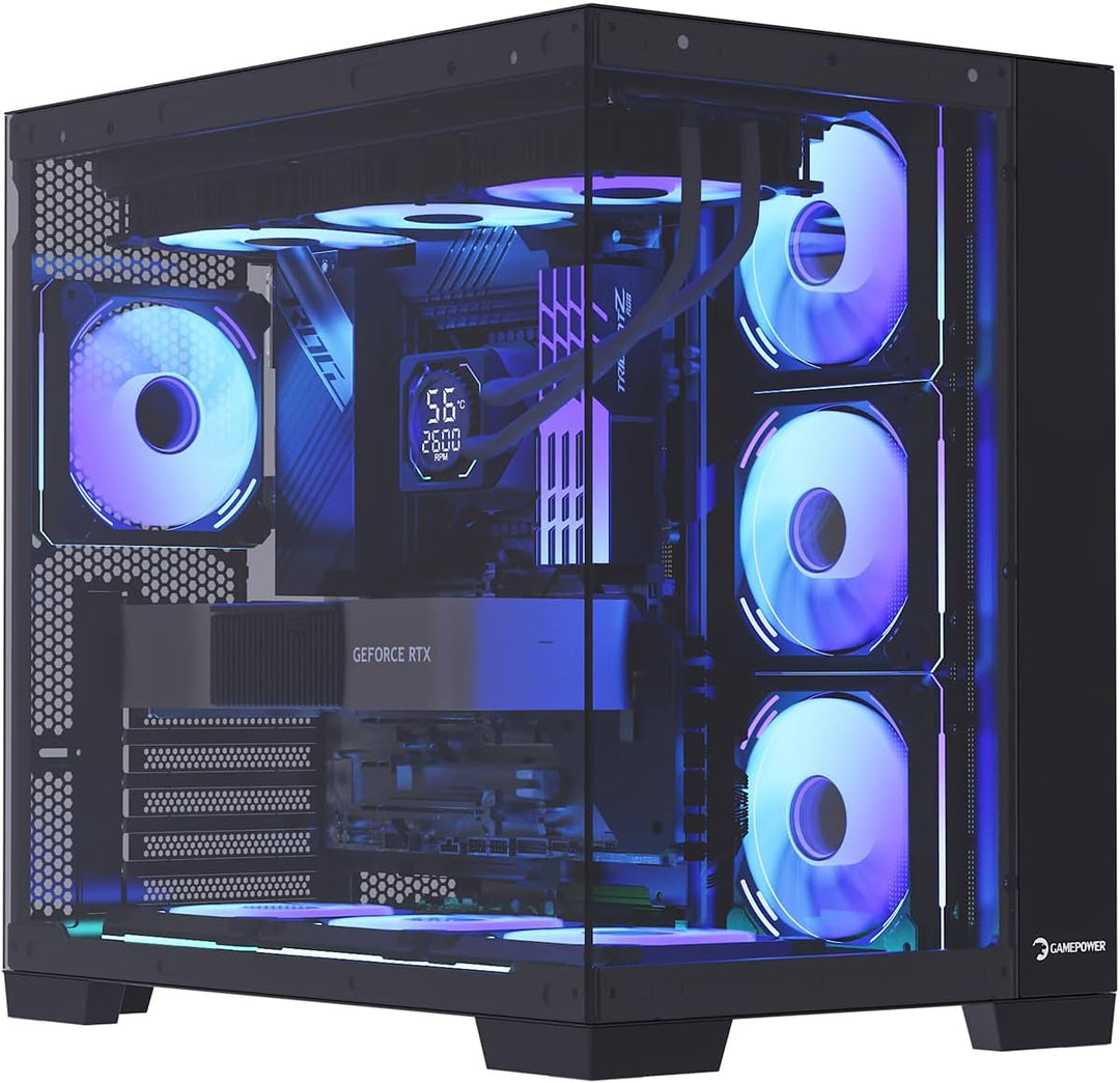 GAMEPOWER Warcry Pulse Gaming PC Gehäuse, ATX Mid Tower, Desktop Computer Case mit Tempered Glass, A