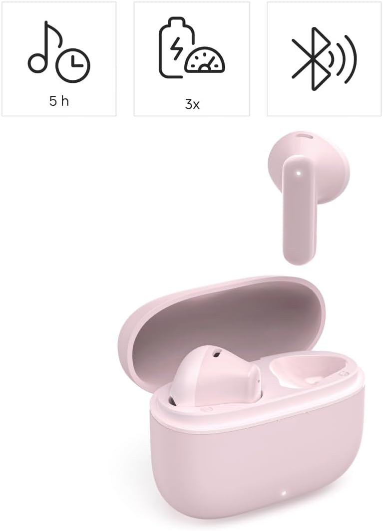 Hama TWS Bluetooth Kopfhörer kabellos Freedom Light II, Mikrofon, 20h | Earbuds rosa, Bluetooth 5.3,