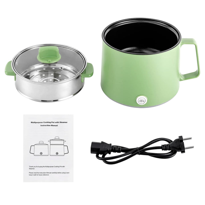 WEIGR Kochtopf Elektrischer, 600W Hot Pot Ramen Cooker, Antihaft Cooking Pot mit Dämpfkorb, tragbare