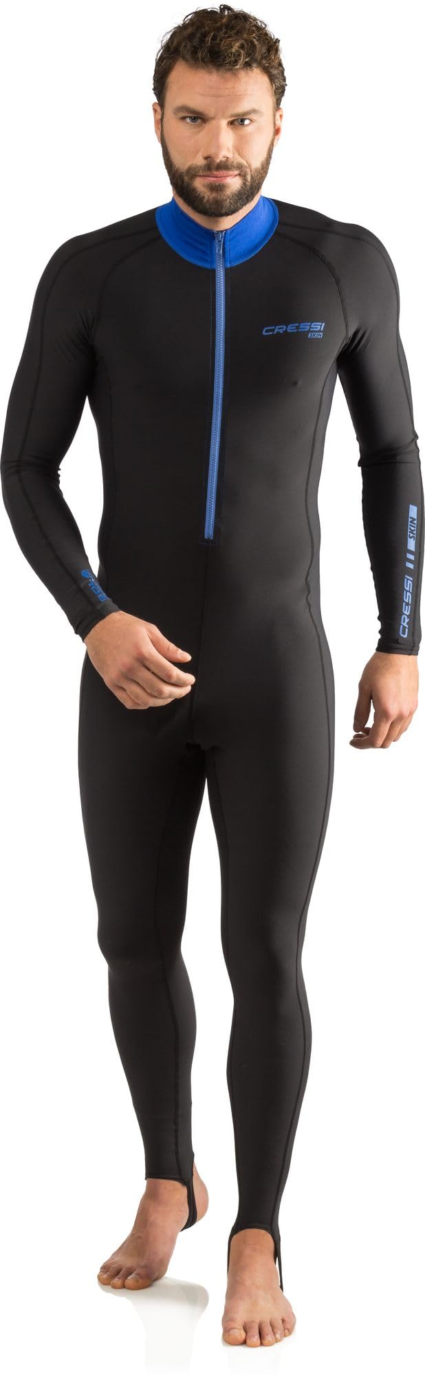 Cressi Skin 1mm - Superelastischen Anzug aus 86% Polyester / 14% Elasthan Schwarz/Blau S/2, Schwarz/