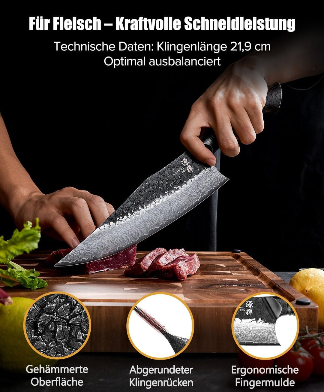Okami Damastmesser Set (3-teilig) – Echter 67-Lagen-Damaststahl aus VG10 – Japanische Premium-Schmie