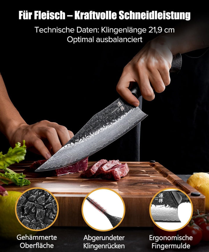 Okami Damastmesser Set (3-teilig) – Echter 67-Lagen-Damaststahl aus VG10 – Japanische Premium-Schmie