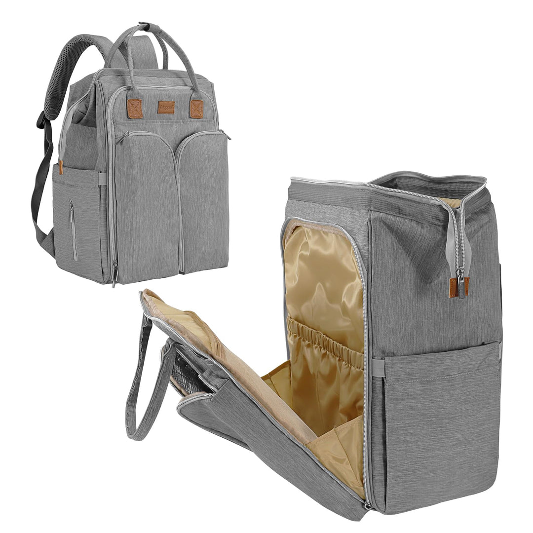 Gloppie Wickeltasche Rucksack Baby Wickelrucksack mit Tragbarer Wickelauflage und Kinderwagengurten,