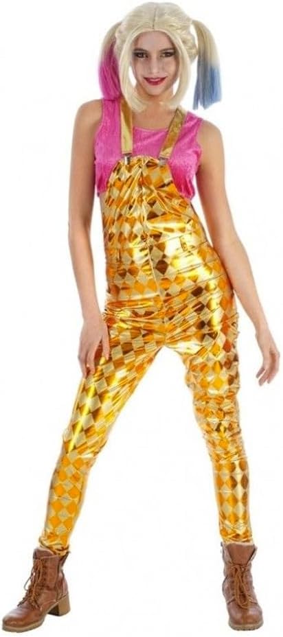 Generique - Harlekin-Latzhose Kostüm-Teil für Damen verrückte Superheldin gelb-orange - L